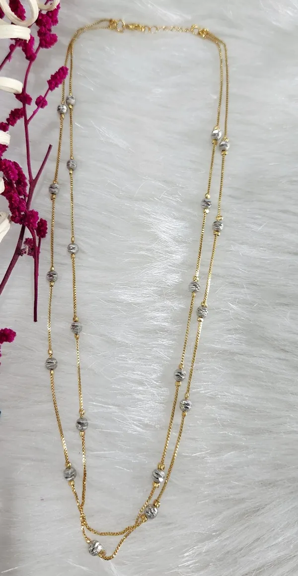 Tricolour_Beaded_Layered_Gold_Chain