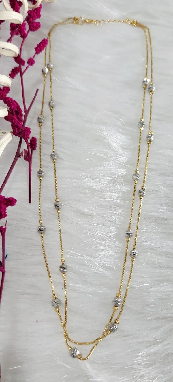 Tricolour_Beaded_Layered_Gold_Chain