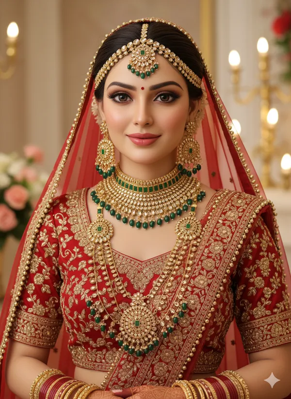 Damini_Emerald_Green_Studd_Golden_Kundan_Bridal_Jewellery