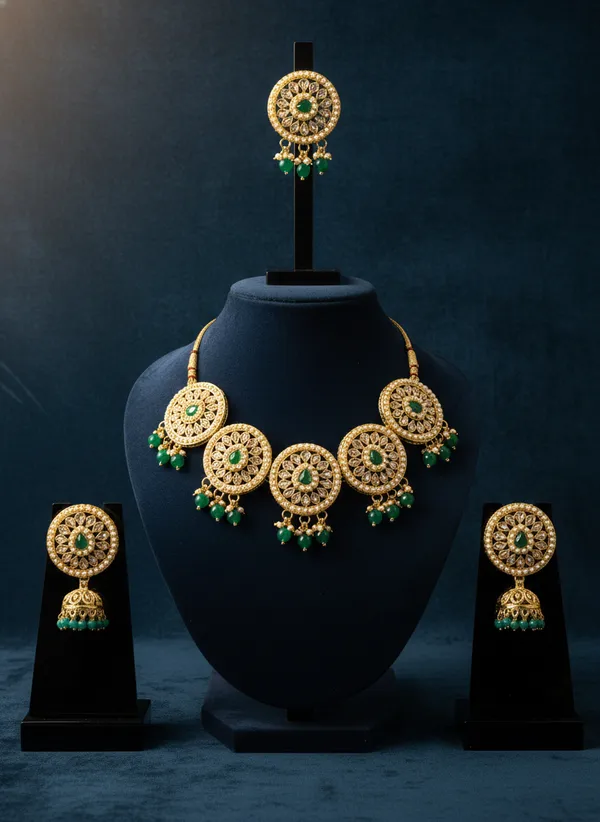 Emerald_Gold_Chokar_Kundan_Necklace_Set