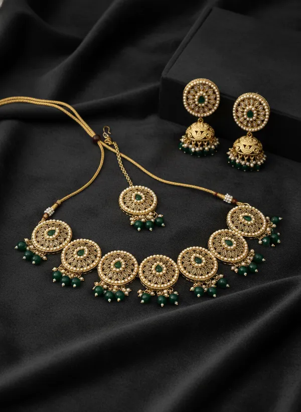 Emerald_Gold_Chokar_Kundan_Necklace_Set