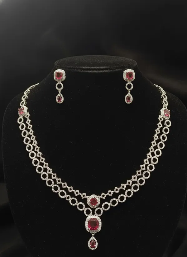 Ruby_Red_&_White_Victorian_Zirconia_Studded_Necklace_Set