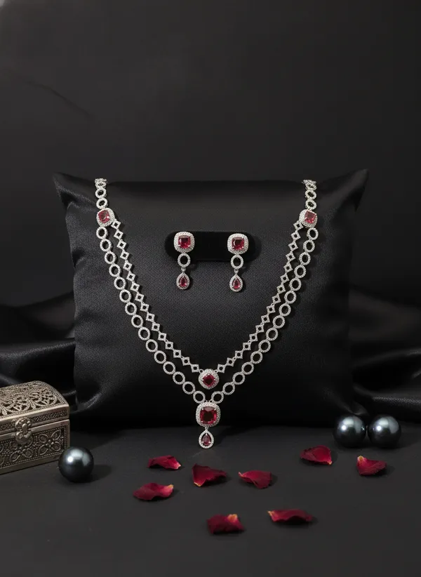 Ruby_Red_&_White_Victorian_Zirconia_Studded_Necklace_Set