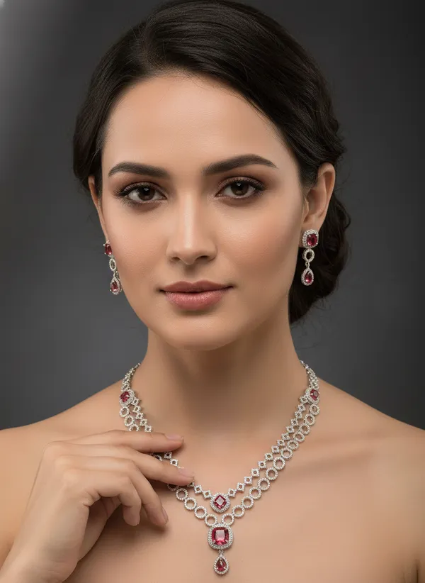 Ruby_Red_&_White_Victorian_Zirconia_Studded_Necklace_Set