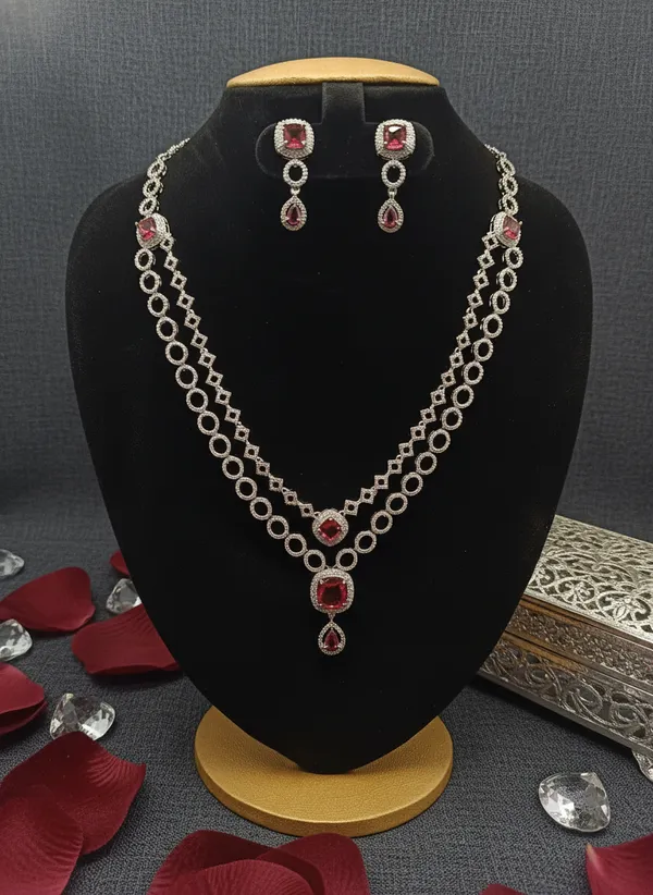 Ruby_Red_&_White_Victorian_Zirconia_Studded_Necklace_Set