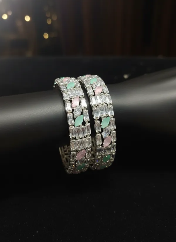 Culeaf_Pink_Green_Zircona_American_Diamond_Bangles
