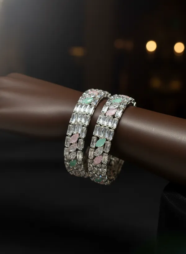 Culeaf_Pink_Green_Zircona_American_Diamond_Bangles