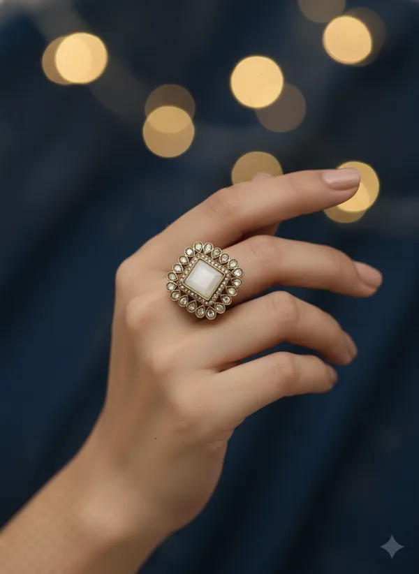 White_Ceramic_Studd_Cubic_Kundan_Ring
