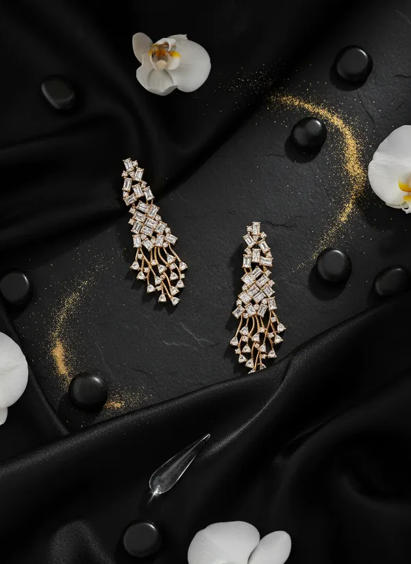 Timeless_Rose_Gold_American_Diamond_Zirconia_White_Chandelier_Earrings