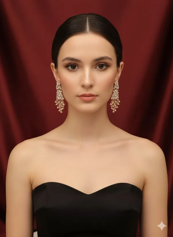 Timeless_Rose_Gold_American_Diamond_Zirconia_White_Chandelier_Earrings