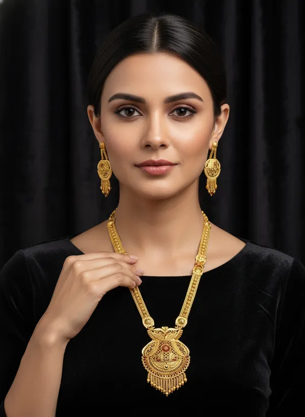 Intricate_Gold_Plated_Necklace_Raani_Haar_And_Earring_Set