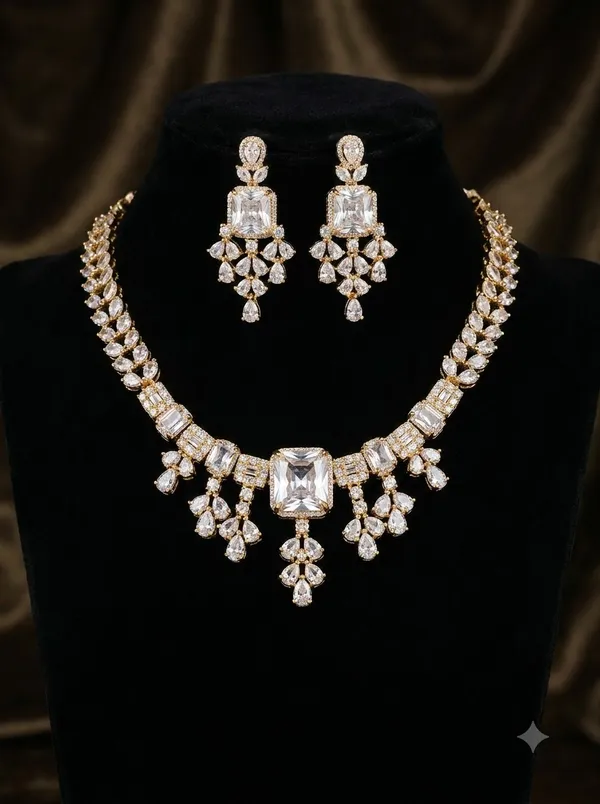 Kaniksh_Golden_American_Diamond_Necklace_set