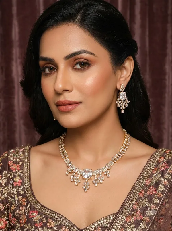 Kaniksh_Golden_American_Diamond_Necklace_set