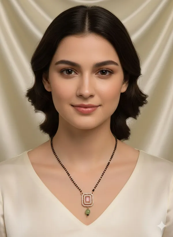 Pink_&_green_Rebece_CZ_Mangalsutra