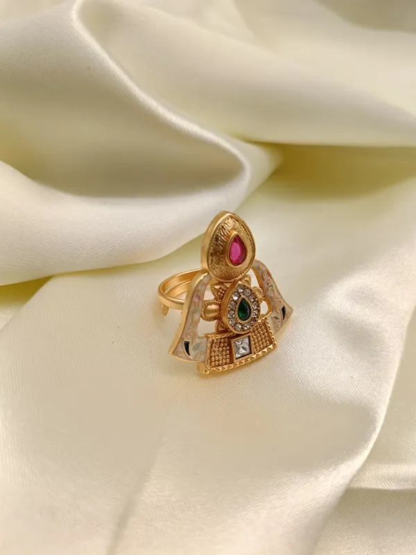 Rajwadi_brass_Mojonite_kundan_Ring