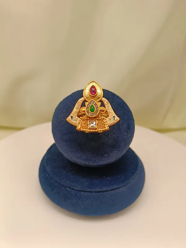 Rajwadi_brass_Mojonite_kundan_Ring