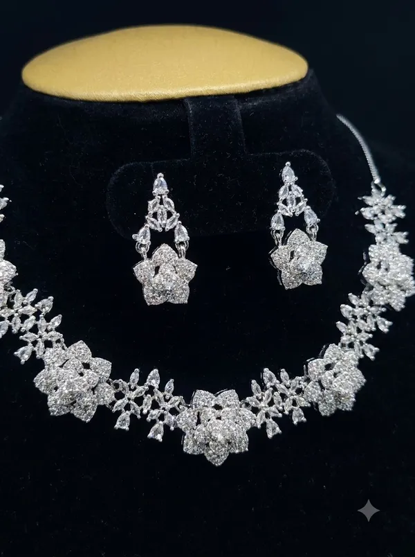 Rose_diamond_American_Diamond_necklace_set
