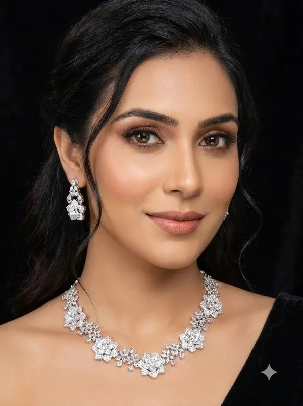 Rose_diamond_American_Diamond_necklace_set
