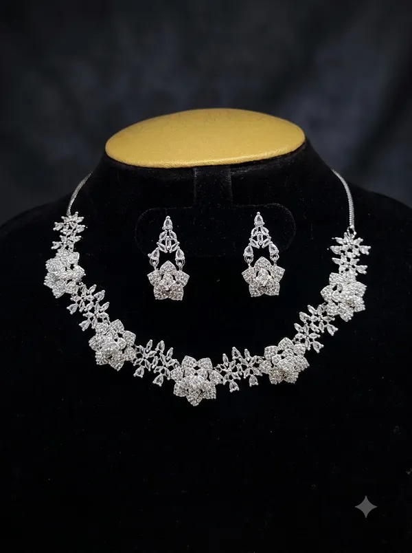 Rose_diamond_American_Diamond_necklace_set