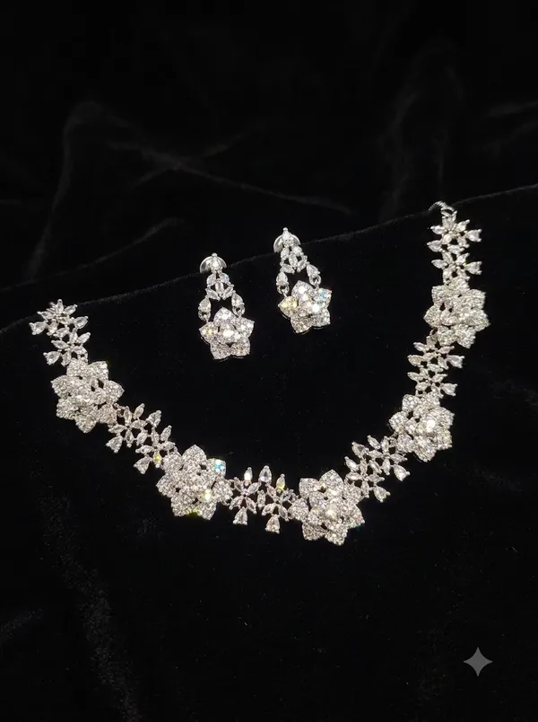 Rose_diamond_American_Diamond_necklace_set