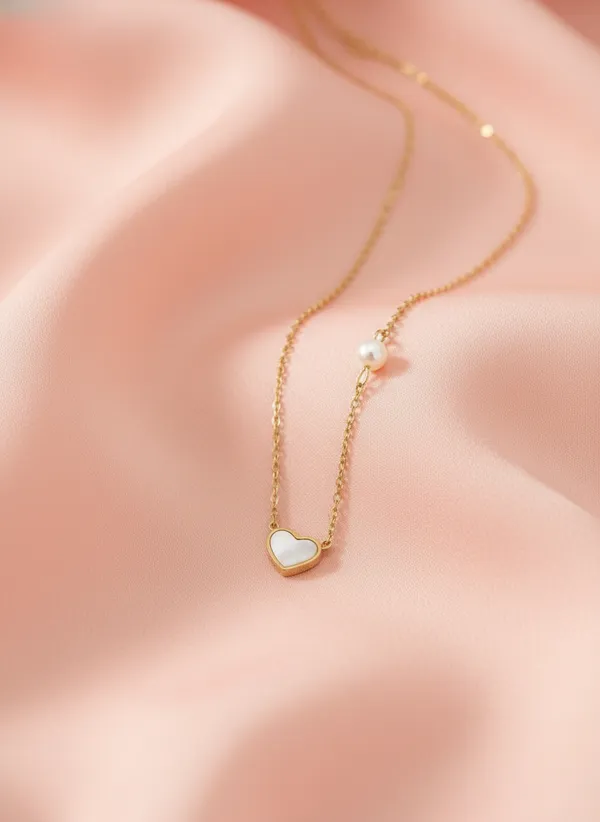 white_Heart_pearl_Anti_Tarnish_Chain
