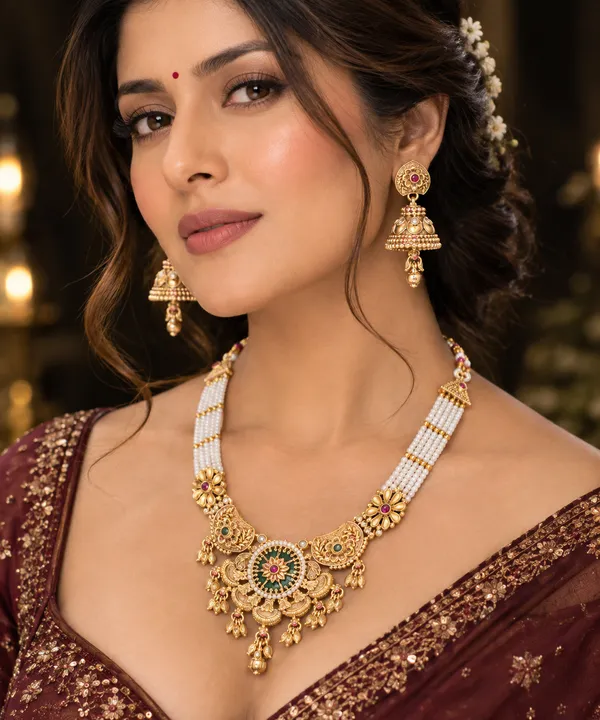 Sarika_Green_kundan_Studd_golden_pearl_Heritage_Necklace_Set