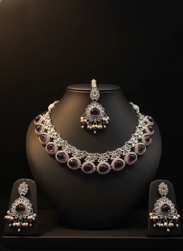 Purple_Oval_gem_studded_kundan_necklace_set
