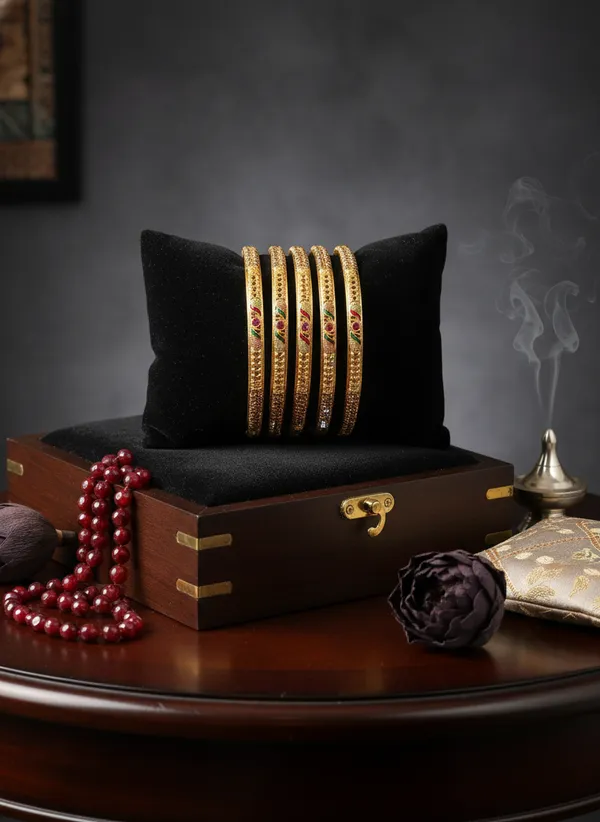 Gold_Plated_Bangles_With_Red_Stones_And_Enamel_Design