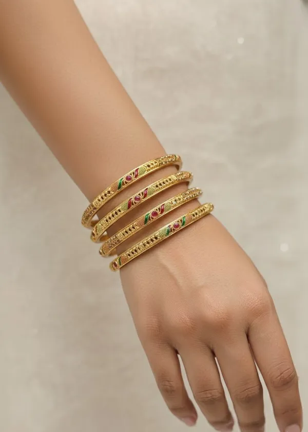 Gold_Plated_Bangles_With_Red_Stones_And_Enamel_Design