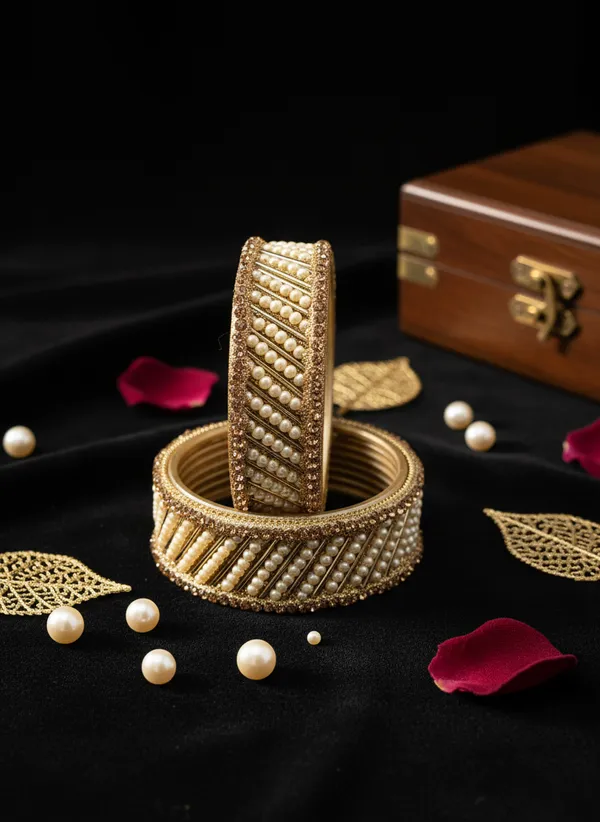 Elegant_Golden_White_Pearl_Kundan_Bangles