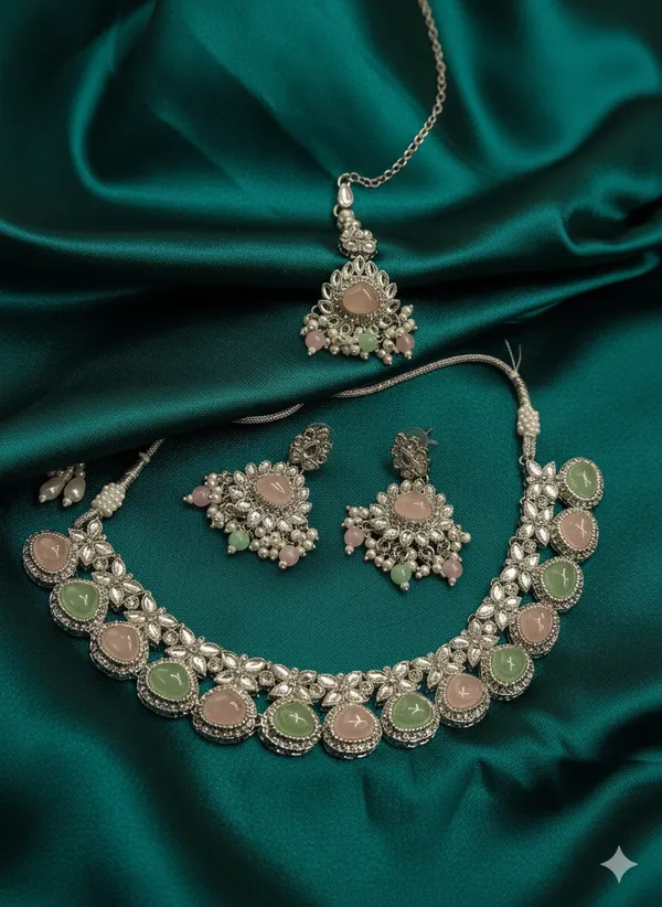 Pastle_Pink_Green_Kundan_Necklace_Set