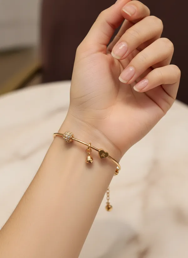 Pochi_heart_diamond_studd_Anti_Tarnish_Bracelet