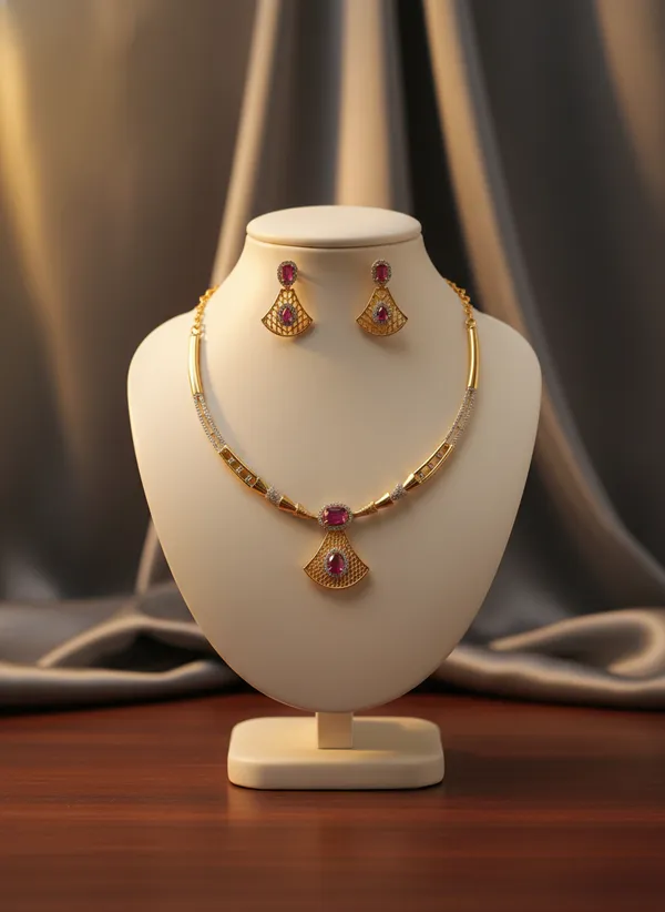 Red_Ruby_And_Golden_Plated_American_Diamond_Zirconia_Necklace_Set