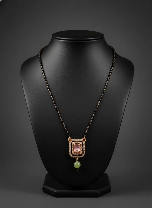 Pink_&_green_Rebece_CZ_Mangalsutra