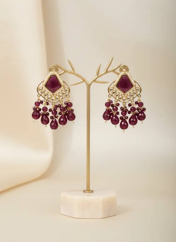 Gleaming_wine_colour_Drop_Kundan_Earrings
