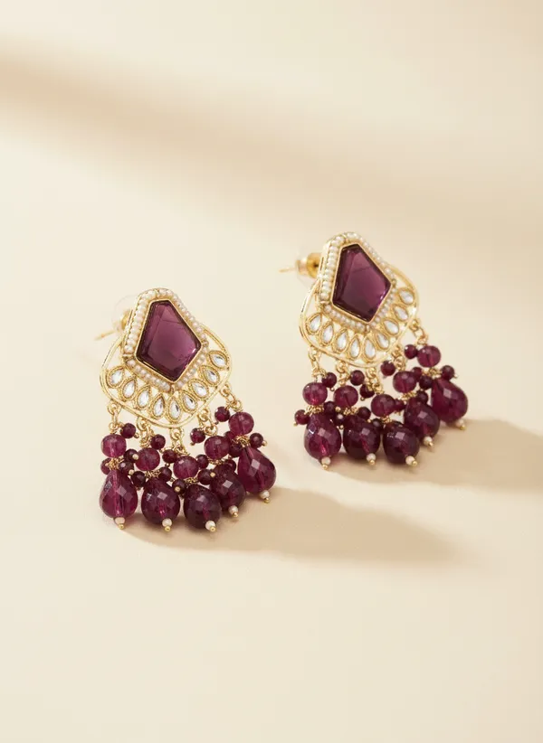 Gleaming_wine_colour_Drop_Kundan_Earrings