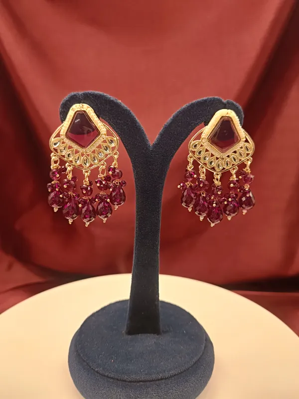 Gleaming_wine_colour_Drop_Kundan_Earrings
