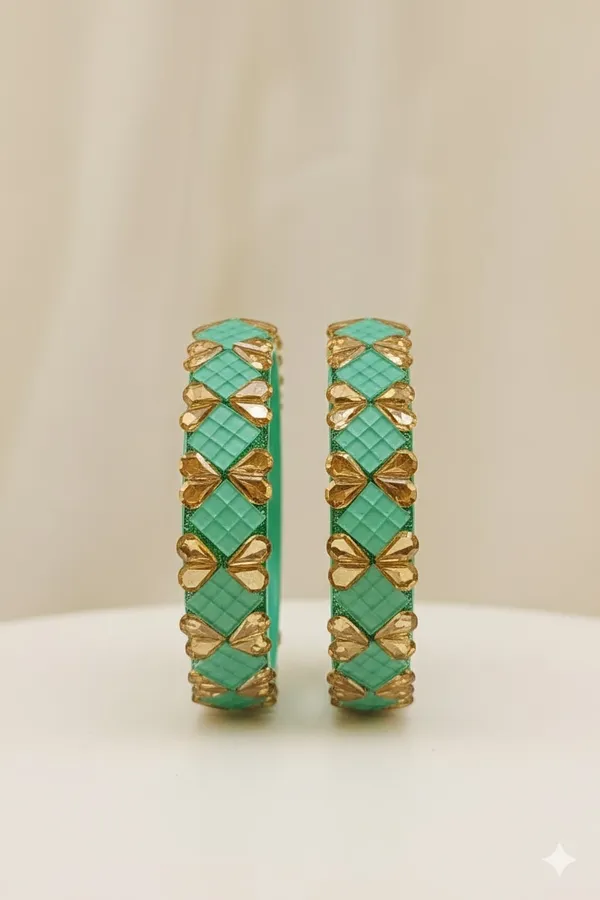 Pista_Green_Gold_Studd_Stones_Kundan_Bangles