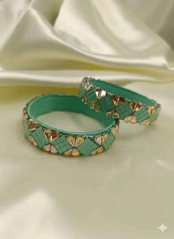Pista_Green_Gold_Studd_Stones_Kundan_Bangles