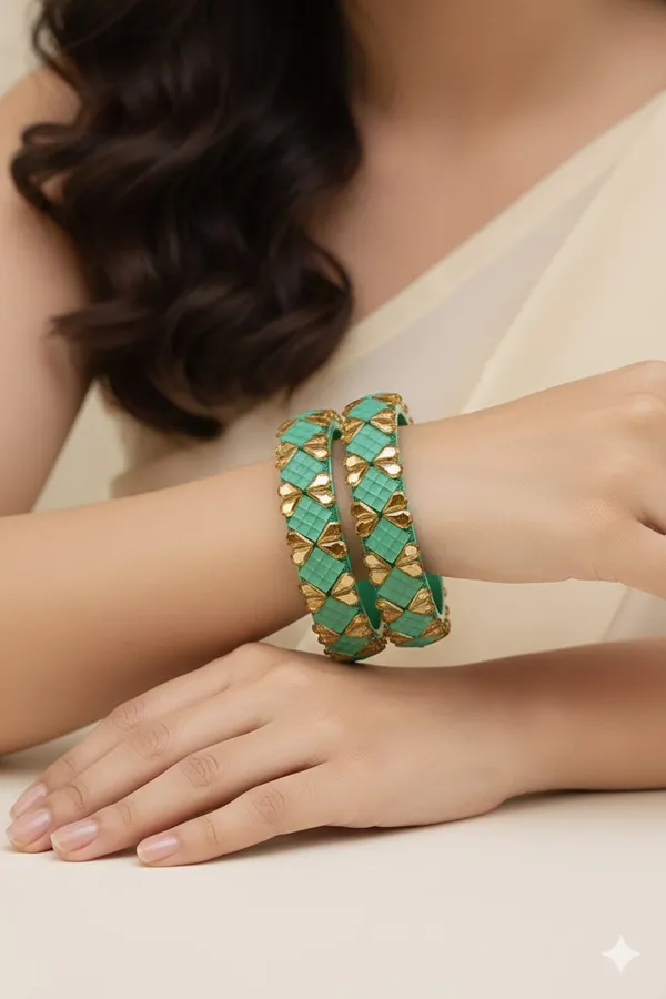 Pista_Green_Gold_Studd_Stones_Kundan_Bangles