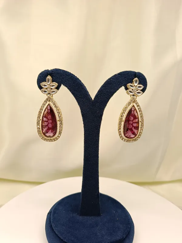 Luxury_Bloom_Wine_And_White_Kundan_Danglers