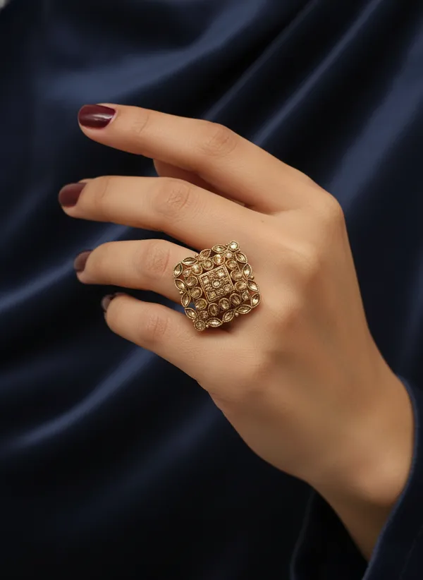 Tricubic_Gold_Cz_Kundan_Ring