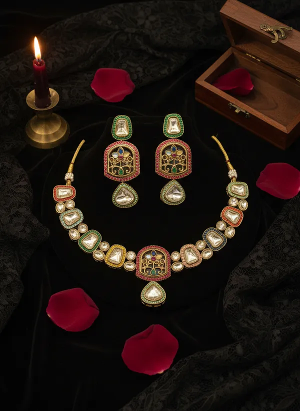 Bloom_Multihued_Mojonite_Kundan_Necklace_Set