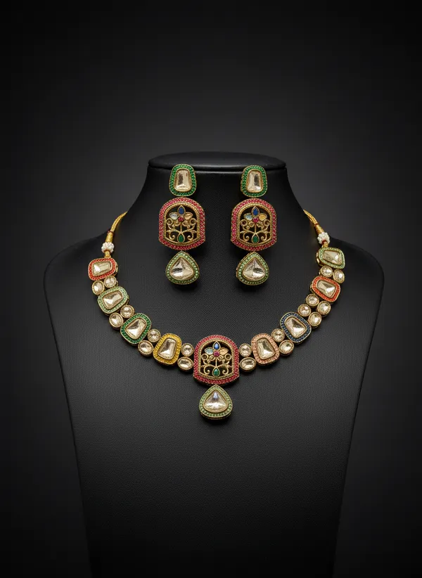 Bloom_Multihued_Mojonite_Kundan_Necklace_Set