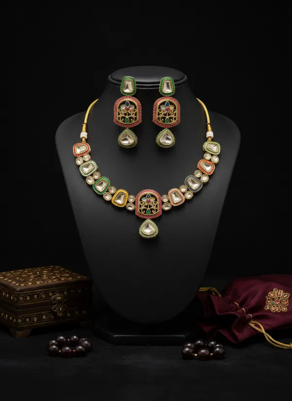 Bloom_Multihued_Mojonite_Kundan_Necklace_Set