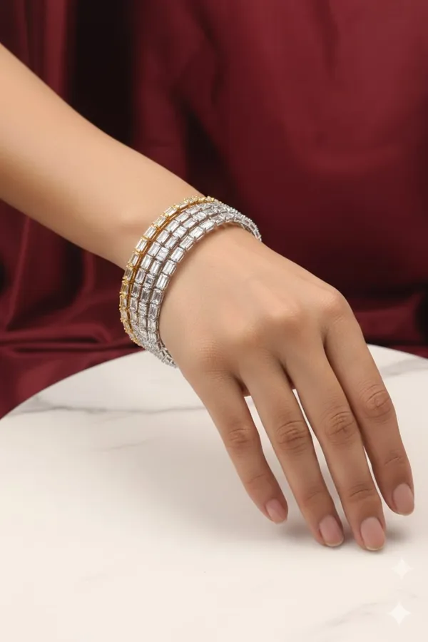 22K_Gold_Rose_Silver-Plated_&_White_Cubic_Zirconia_Stone_Studded_Handcrafted_Classic_Bangles