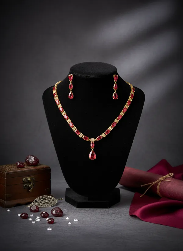 Red_Rose_Studded_American_Diamond_Zirconia_Necklace_Set