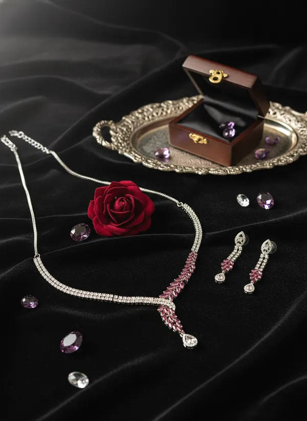 Red_Leaf_And_White_American_Diamonds_Accented_Necklace_Set