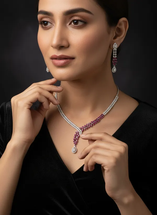 Red_Leaf_And_White_American_Diamonds_Accented_Necklace_Set