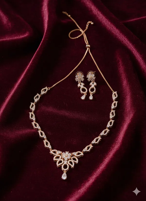 Lotus_Vogue_Gold_Zerconia_Studd_Amrican_Diamond_Necklace_Set